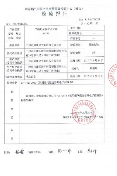 自動點火檢驗報告